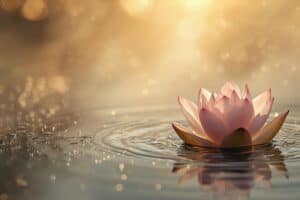Water lily floating on calm water during Body Mind.