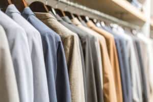 Men's suits on a rack at Florida State Fairgrounds.