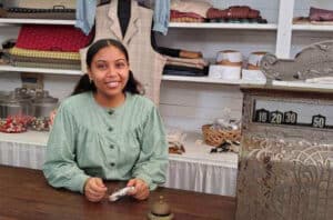 Vintage crafts and traditional clothing at Cracker.