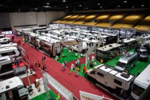 Indoor RV show at Florida State Fairgrounds.