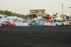 Car drifting at Florida State Fairgrounds.