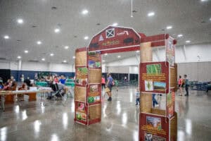 Indoor exhibit at Florida State Fairgrounds with a.