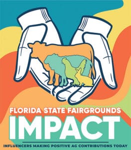 Florida State Fairgrounds Impact poster with hand,.